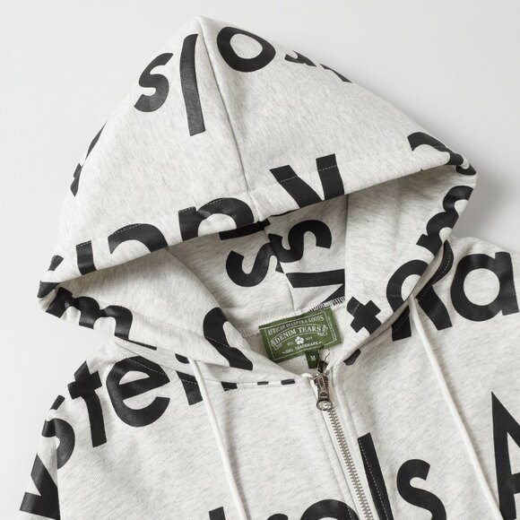 Denim Tears Light Grey Letter Zip-Up Hooded Jacket - Picture 3 of 8